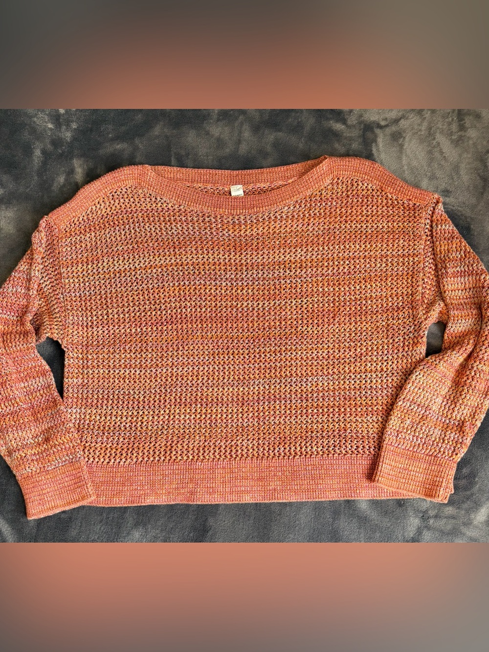 Old Navy Women’s Large Orange Multicolor Open Knit Pullover Sweater.